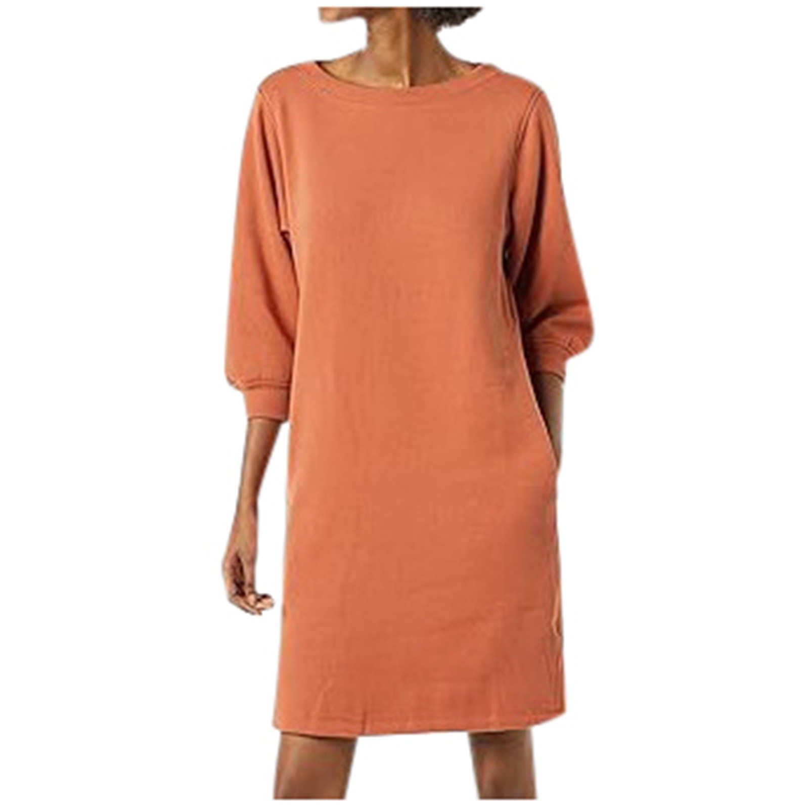 thumbnail image 4 of Vestido de mujer con mangas 3/4, cuello redondo y bolsillos - Corte en A, tejido transpirable, estilo informal para todas las estaciones - Se ajusta a la talla, 4 of 4